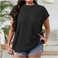 thumbnail image 2 of Horkkom Plus Size Tops for Women Crew Neck Solid Color Short Sleeve Shirts Summer Casual Loose Tunic Tops XXXXL, 2 of 9
