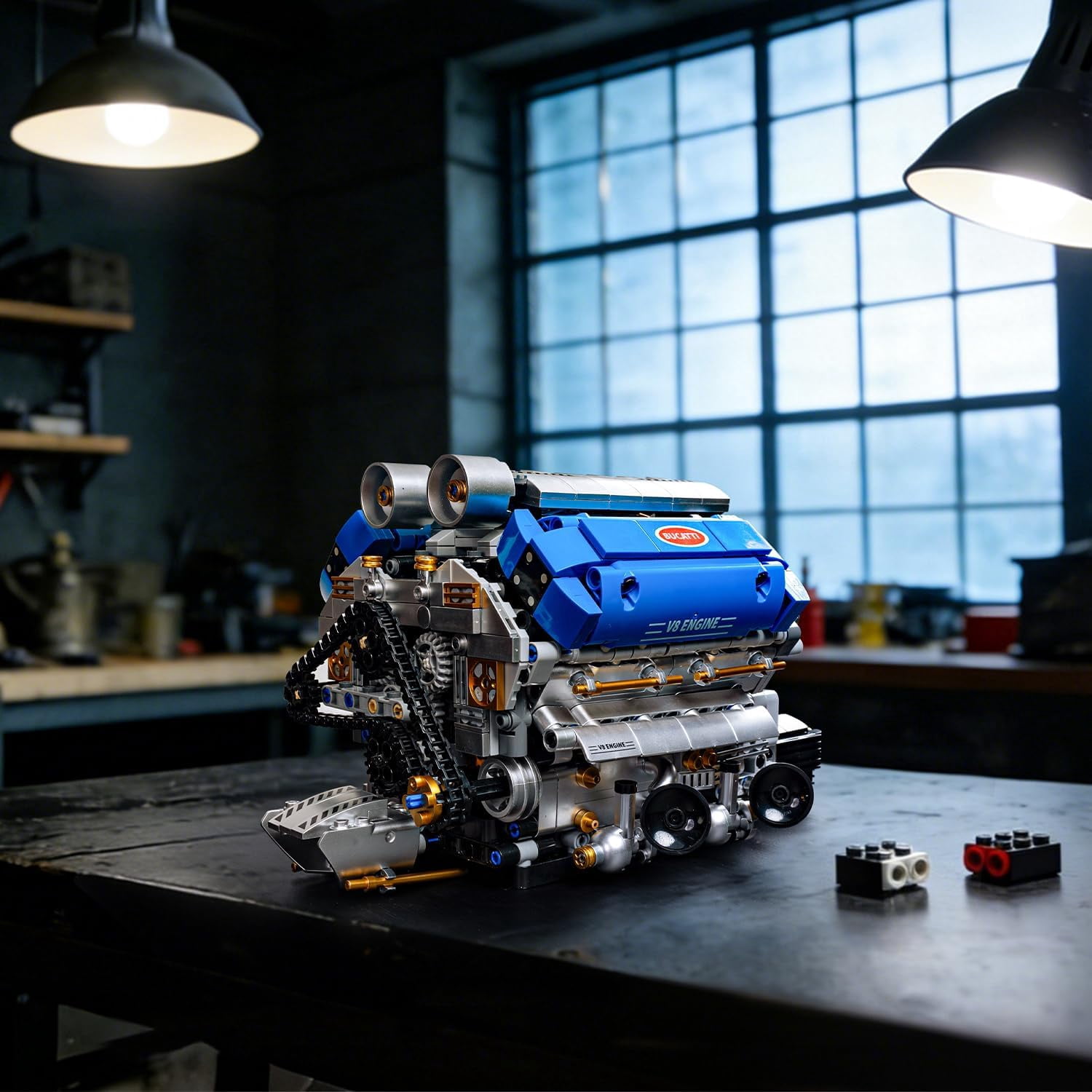 V8 Engine Model Kit That Runs, Motorized Engine Building Set for Adults, Working Visible Engine with Chain & Cylinder Linkage, STEM Mechanical Building Toy