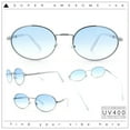 thumbnail image 2 of Classy Oval 90s Hip Hop Rapper Shade Metal Rim Retro Sunglasses Silver - Blue, 2 of 8