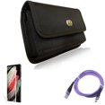thumbnail image 1 of 6ft USB Cable & Case Belt Clip & Matte Screen Protector for Samsung Galaxy S22 Plus (S22+) - Combo Purple Type-C Charger Cord & Rugged Holster & TPU Film Anti-Glare, 1 of 19