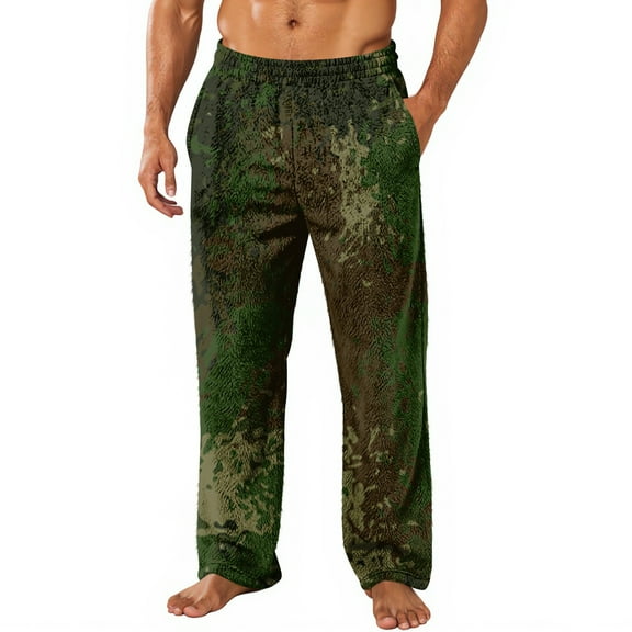 Hearthz Mens Fleece Pajama Bottoms Camouflage Men's Pajama Pants Winter Warm Plush Fluffy Sleep Pants for Men with Pockets