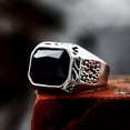 thumbnail image 2 of K-KED Vintage Rectangle Black CZ Men's Biker Ring Stainless Steel Classic Wedding Ring-13, 2 of 6