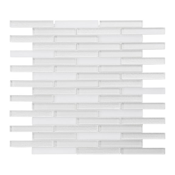 Modket TDH313MG Super White Crystal Glass Matte Glossy Blended Brick Joint Tile Backsplash