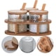 thumbnail image 2 of Dinheiro Juego de 3 cajas de condimentos, recipiente de almacenamiento de azúcar y sal con tapa de bambú, cuchara y bandeja, botes de especias para suministros de cocina, tarros de vidrio para, 2 of 7