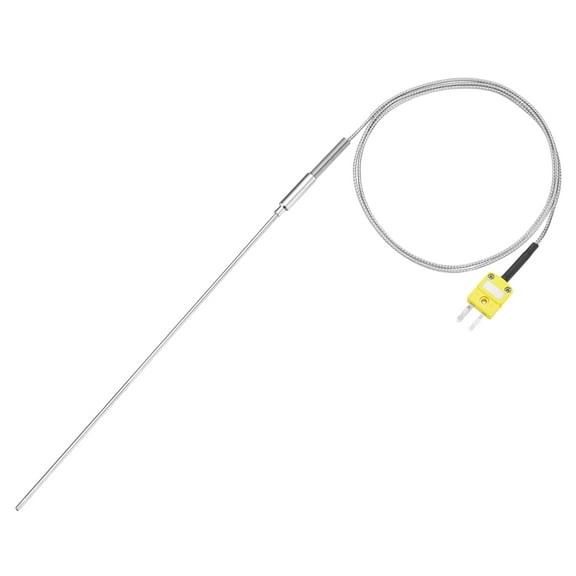 K Type Thermocouple with Plug, Meter Temperature Sensor Probe -40 to 1100°C(-40 to 2012°F) Stainless Steel, 1.6x250mm 3.3ft Wire