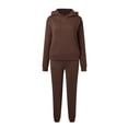 thumbnail image 4 of 2024 Womens Tracksuit Casual Long Sleeve Solid Hooded Sport Suit Hooded Sweatshirt With Pocket Loose Fit Pullover Drawstring Hoodie Sets Pant Set Romper for Women Dressy after Wedding Outfit for Bride, 4 of 5