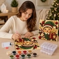 thumbnail image 3 of Christmas Elves Diamond Art Kit, Framed 3D Pearl Painting for Adults, 20x20cm Cute Holiday Wall Art with Beads, Complete Craft Set for Home Decor, Relaxation & Gift, 3 of 4