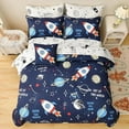 thumbnail image 2 of 8 Piece Kid Comforter Set Twin Size Bed in a Bag, Space Rocket Bedding Set for, 2 of 8
