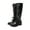 BLACK, variant on Women’s Lace-Up Combat Knee-High Boots Chunky Low-Heel Fall Booties Featuring Adjustable Buckle Straps & Side Zip