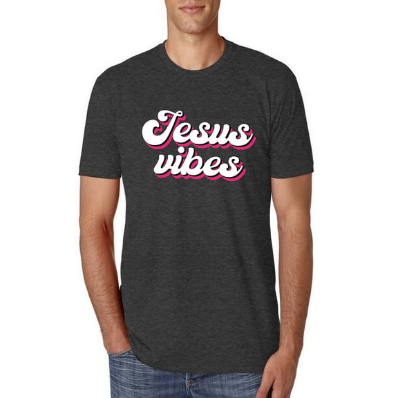 Wild Bobby, Jesus Vibes Inspirational/Christian Men Premium Tri Blend Tee, Vintage Black, Small
