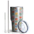 thumbnail image 2 of 30oz Pioneer Flower Floral Print Pattern Tumbler, Double Wall Vacuum Insulated Cup, BPA-Free Leak Proof Lid & Reusable Straws, Hot 12h, Cold 34h, 2 of 6