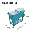 thumbnail image 6 of Permasteel 80-Qt Antique Outdoor Steel Patio Cooler on Wheels, Rolling Cooler Cart, Wooden Teak Style, Teal, 6 of 11