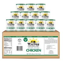 Werling & Sons Canned Chicken 28 Oz, Pack of 12 – Fully Cooked, Ready to Eat, High-Protein Canned Meat with 5-Year Shelf Life – Great for Recipes, Camping, Emergency & Survival – Made in USA