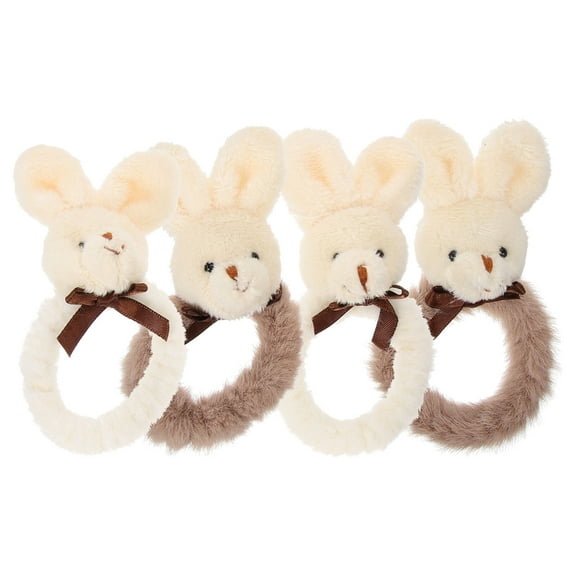 BESTOYARD Cute Hair Accessory Bunny Shaped Elastic Hair Scrunchies 4Pcs