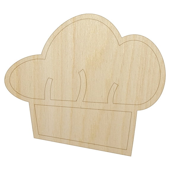 Chef Hat Cooking Wood Shape Unfinished Piece Cutout Craft DIY Projects - 6.25 Inch Size - 1/8 Inch Thick