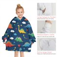 thumbnail image 6 of DarkBlue Dinosaurs Stars Hearts Blanket Hoodies for Kids 6-13YR Oversize Wearable Blanket Hoodies for Boys Girls Teens, 6 of 7