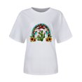 thumbnail image 3 of Hauts d'Été pour Femmes 2022 Manches Courtes Imprimé Mode Décontracté T-Shirts Tunique Col Rond Ample Blouses d'Entraînement, 3 of 3