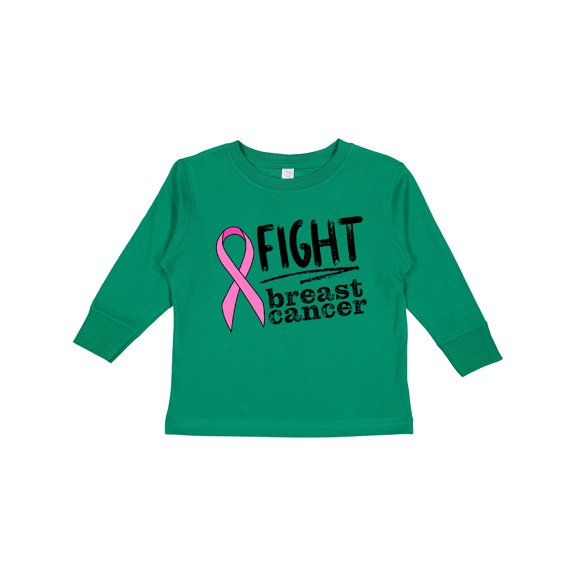 Inktastic Fight Breast Cancer Pink Ribbon Boys or Girls Long Sleeve Toddler T-Shirt