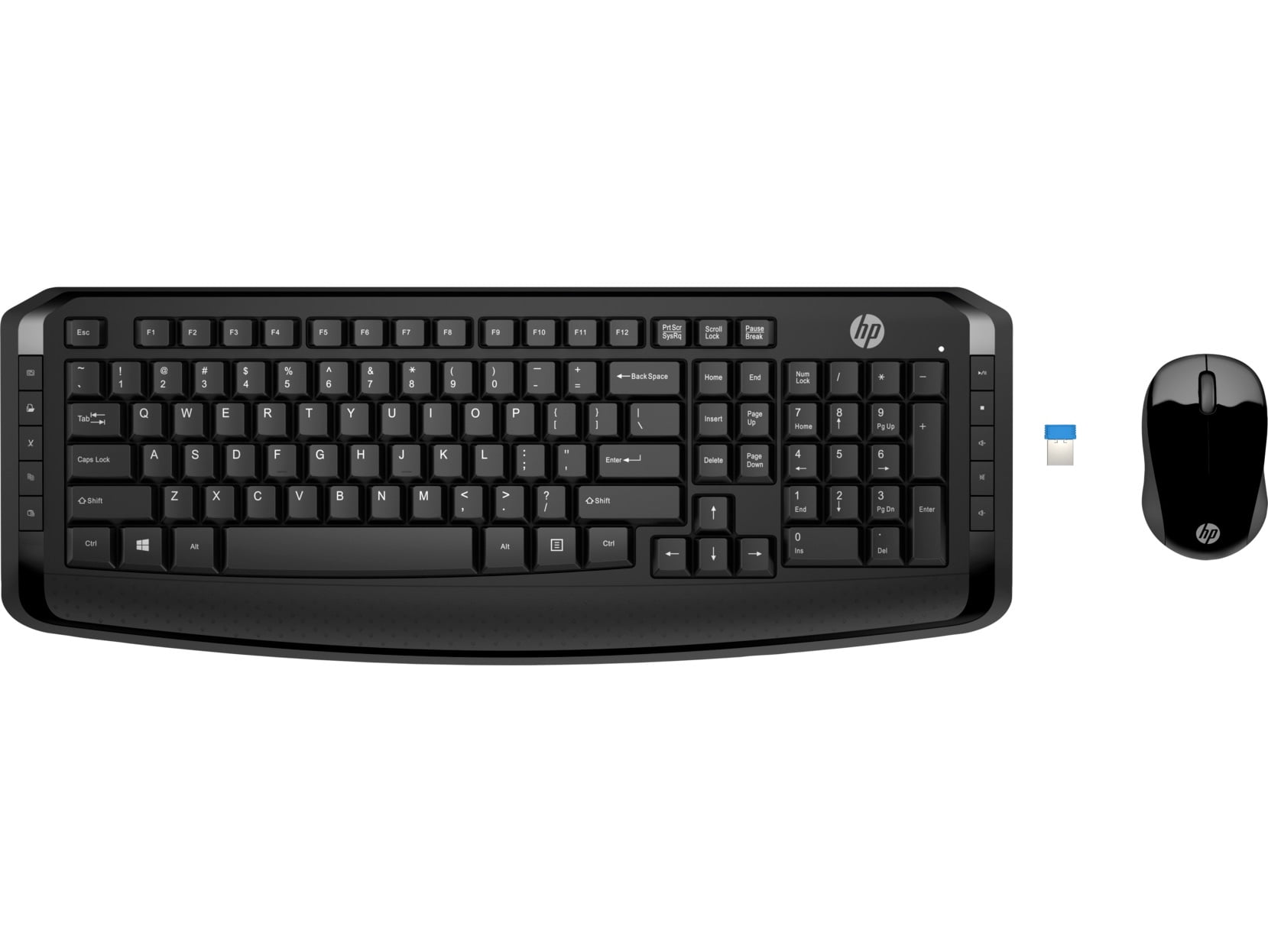 HP Wireless Keyboard & Mouse 300 PC Accessories Bundle with Gel Mouse & Wrist Pads, & Mini Glow in the Dark Bluetooth Speaker with Professional Sound, Built-in Mic & Remote Selfie Button