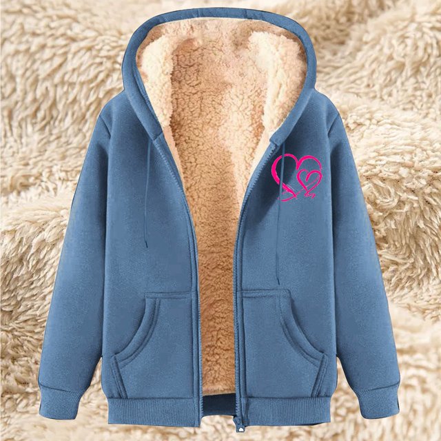 Sudadera con capucha de manga larga para mujer, informal, con capucha, para invierno, cálida, con forro polar y cremallera