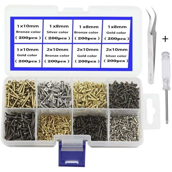 [8 in 1] Small Tiny Wooden Nails &Screws 1600Pcs