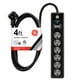 thumbnail image 1 of Tira Multicontactos GE Negro con Supresor De Picos y Enchufe Plano, 1 of 6
