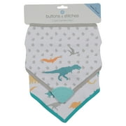 Buttons and Stitches 2 Pack Boys Bandana Bib with Dino Print