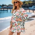 thumbnail image 2 of SCRAWLGOD Floral Butterfly 3/4 Sleeve Cardigan Shirt for Women Plus Size Cardigan for Women S Women's Blouses & Button Up Shirts Aesthetic Button Down Shirts, 2 of 7