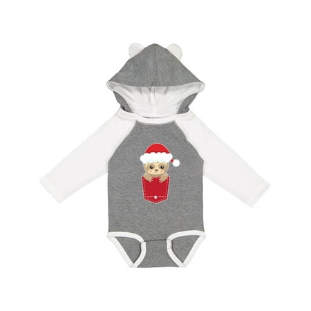 

Inktastic Christmas Sloth Santa Pocket Gift Baby Boy or Baby Girl Long Sleeve Bodysuit