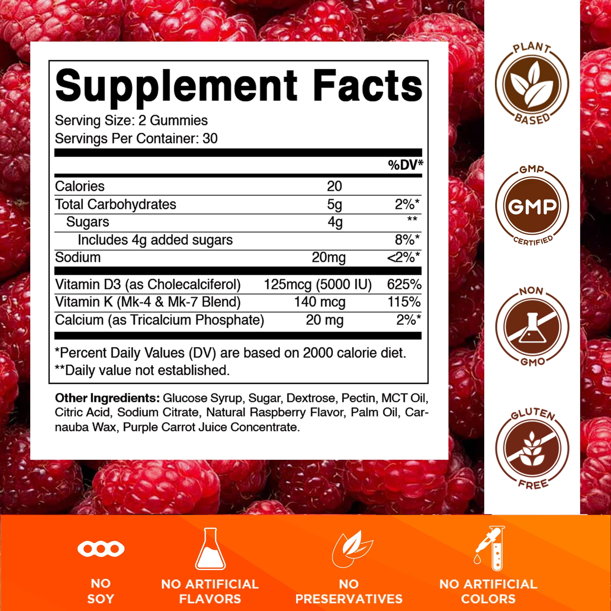 (2 pack) Vitamatic Vitamin D3 K2 Gummies - 60 Count - Supports Healthy Bone, Heart & Calcium Absorption, & Immune Health - Plant Based, Non-GMO, Gluten Free