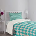 thumbnail image 3 of Ambesonne Geometric Quilted Bedspread Set 2 Pcs, Retro Classical Tile, Twin Size, Turquoise and Lilac, 3 of 5