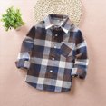 thumbnail image 2 of YIWULA Baby Boys Plaid Shirt Toddler Flannel Button Down Jacket Long Sleeve Outfits Infant School Uniform Shirts Cotton Shacket Coat(12-18 Months,Grey), 2 of 4