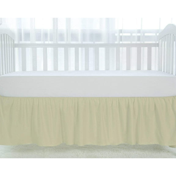 Crib Bed Skirt Dust Ruffle Nursery Crib Toddler Bedding Microfiber Fabric Ruffle Bed Skirt for Baby Boys or Girls (28” x 52” x 14’’) - Ivory Solid