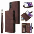 thumbnail image 6 of Galaxy S21 Plus Wallet Case, Dteck Soft Leather Zipper Wallet Case Magnetic Buckle Horizontal Flip Cover with 5 Card Slots/Photo Pocks for Samsung Galaxy S21 Plus, Coffee, 6 of 6