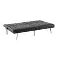 thumbnail image 2 of Black Convertible Futon Sofa, Modern Reclining Black Sleeper Sofa, Split Back Faux Leather Futon Sofa Bed, 2 of 10