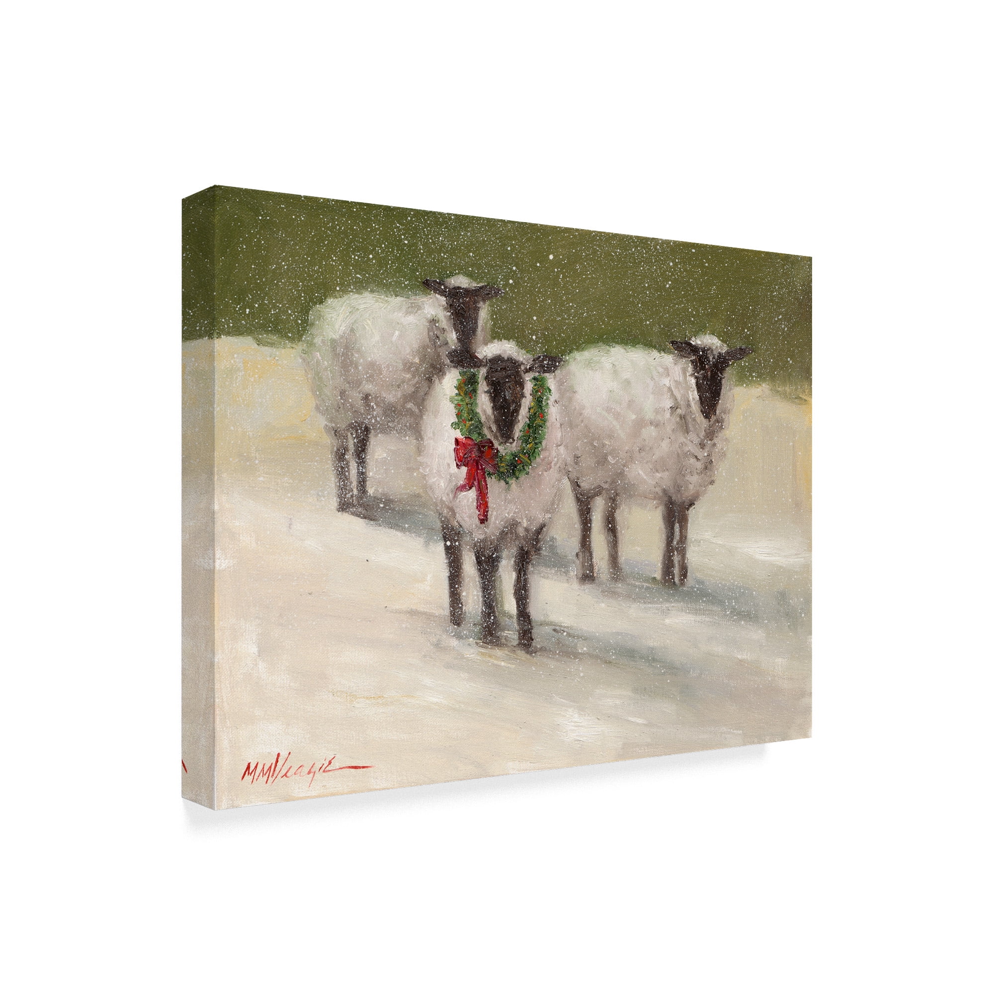 Trademark Fine Art 'Lambs With Wreath' Canvas Art by Mary Miller Veazie