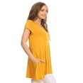 thumbnail image 3 of Women's Solid Casual Short Sleeve Loose Fit pockets Knit Tunic Top S-3XL, 3 of 4