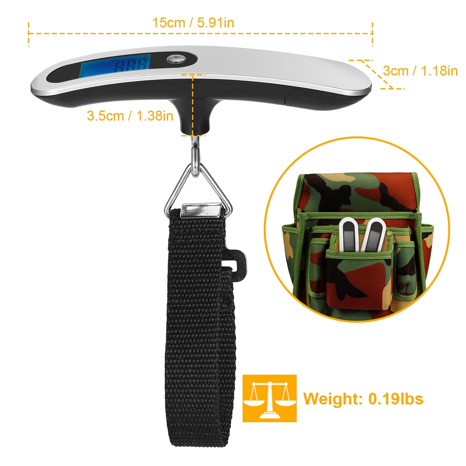 JMMO Portable Digital Hanging Luggage Weight Scale With Hook High Accuracy  110lb / 50kg For Travel Shopping Home Fishing Courier And Outdoor