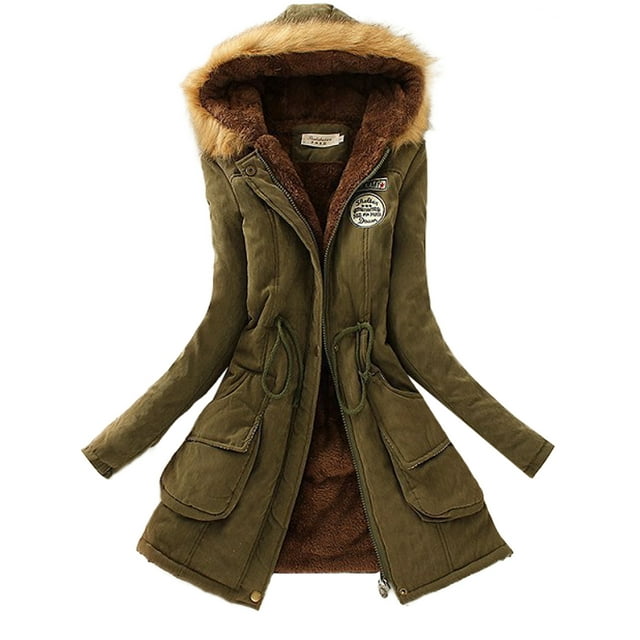 UKAP Manteau pour Femmes avec Cordon de Serrage Parka Veste Décontractée pour la Neige Vert Armée G