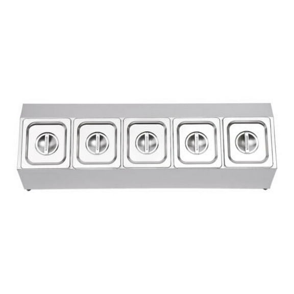 5 Slots Spice Rack Kitchen Countertop Seasoning Box Organizer w/Lids Stainless