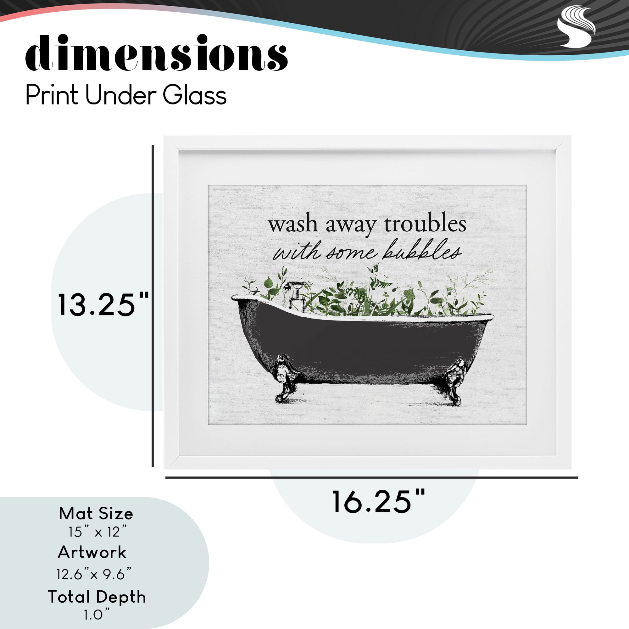 Comforting Bubble Bath Quote White Framed Print Under Glass, design by Lettered and Lined