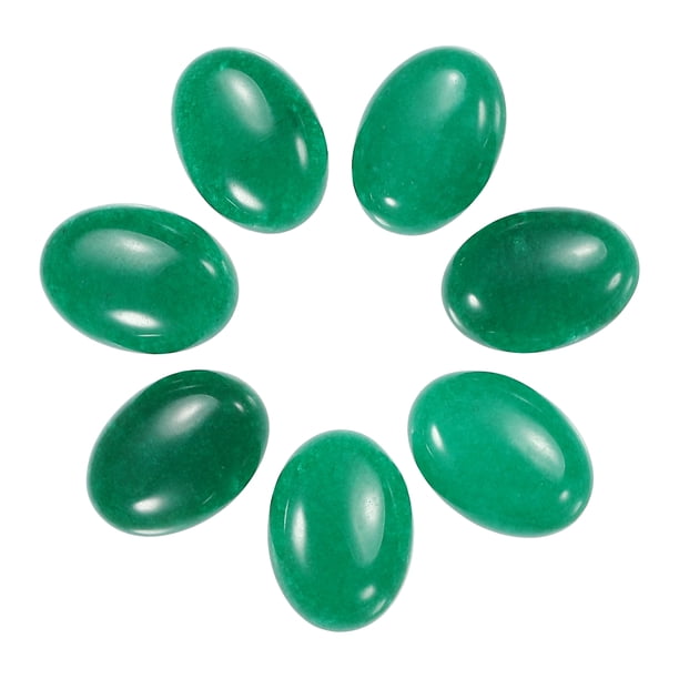 Plano Ovalado Piedra, Ovalado Ágata Cuentas 14mm x 10mm Plano Espalda Cristal Piedra Cuentas para Joyería Fabricación Bricolaje Foto Marco Hogar Decoración 7uds, Jade Verde