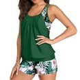 thumbnail image 4 of ¡Rebajas! Trajes de baño tankini Prolriy para mujer, trajes de baño tankini de dos piezas con espalda en T y shorts tipo bóxer, trajes de baño deportivos para mujer, talla M, verde, 4 of 6