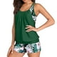 thumbnail image 4 of ¡Rebajas! Trajes de baño tankini Prolriy para mujer, trajes de baño tankini de dos piezas con espalda en T y shorts tipo bóxer, trajes de baño deportivos para mujer, talla M, verde, 4 of 6