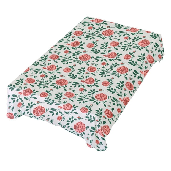 JSTEL Red Rose Flower Vintage Table Cloth Square 60 x 60 Inch Tablecloth Anti Wrinkle Table Cover for Dining Kitchen Parties