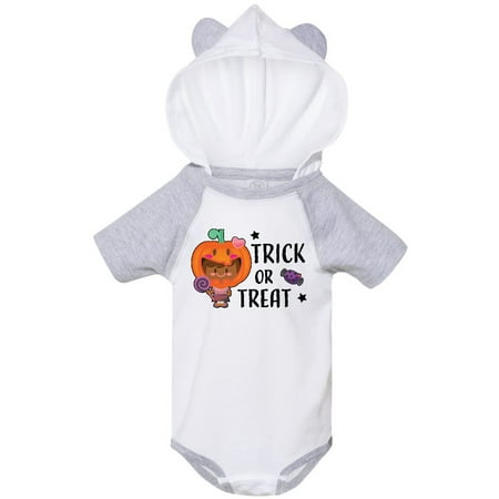 

Inktastic Trick or Treat Girl with Pumpkin and Brown Hair Gift Baby Girl Bodysuit