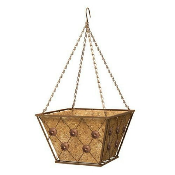 Green Thumb 88961GT 14" Regency Square Metal Brushed Bronze Hanging Basket Planter - Quantity of 6