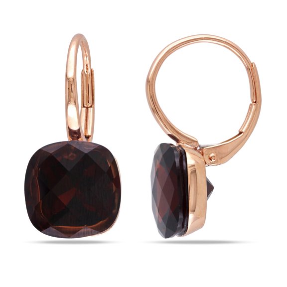 Everly Women's 9 1/2ct TGW Cushion-Cut Garnet 14k Rose Gold Leverback Earrings