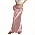 thumbnail image 2 of Women's Satin Fishtail Skirt, Solid Color High Waist Bodycon Midi Skirt, Elegant Slit Party Skirt for Wedding Guest, Evening and Club,Pink,M, 2 of 6