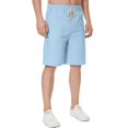 thumbnail image 3 of Pantalones cortos HORSSLE de lino para hombre, casual, cintura elástica, azul cielo, 3 of 6